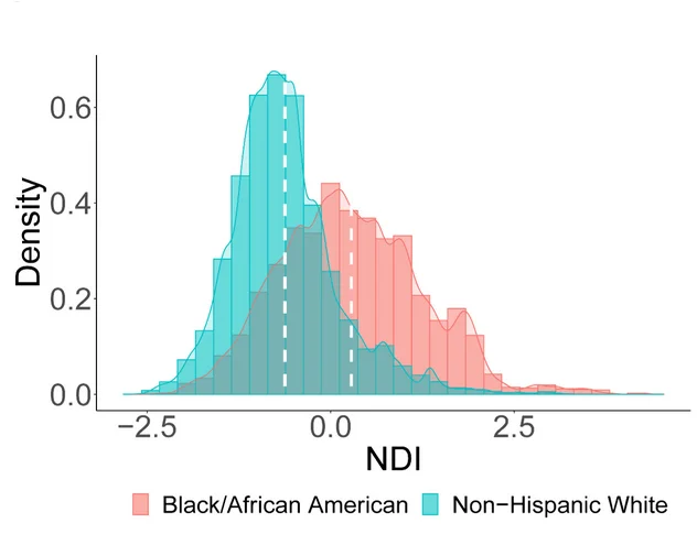 Distributions of NDI between self-reported Black/African American and non-Hispanic White participants.